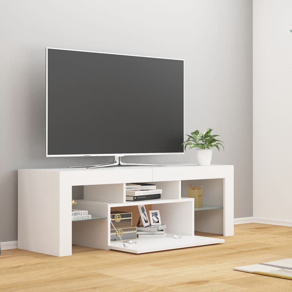 Tv-Benk Med Led-Lys Hvit 120X35X40 Cm