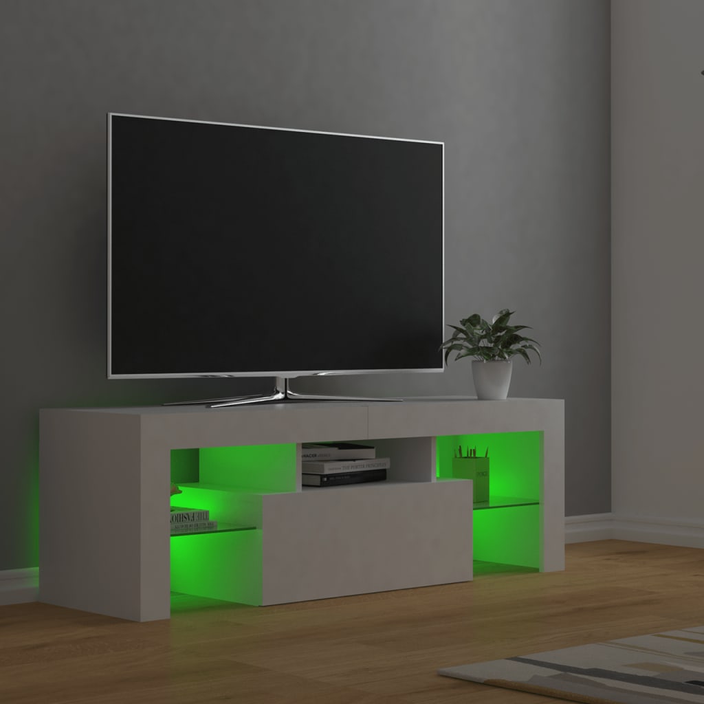 Tv-Benk Med Led-Lys Hvit 120X35X40 Cm