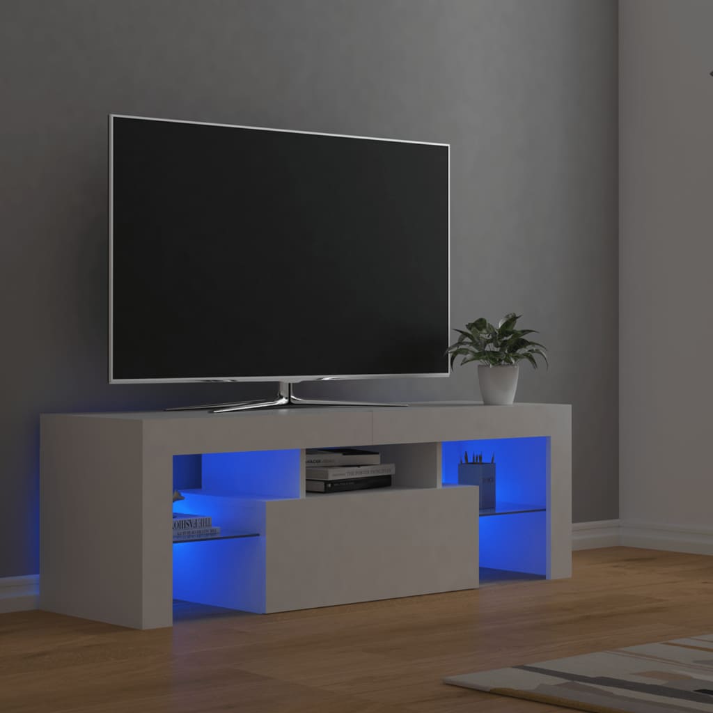Tv-Benk Med Led-Lys Hvit 120X35X40 Cm