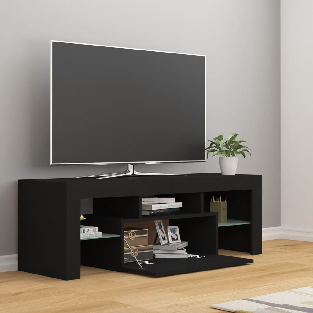 Tv-Benk Med Led-Lys Svart 120X35X40 Cm