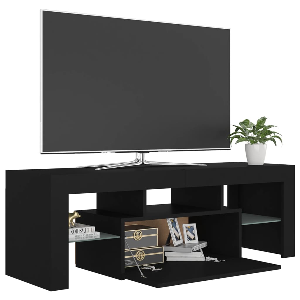 Tv-Benk Med Led-Lys Svart 120X35X40 Cm