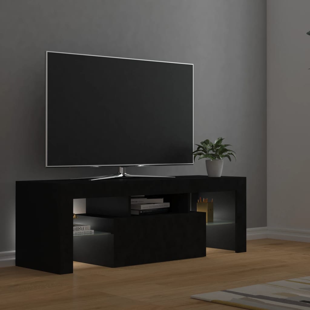 Tv-Benk Med Led-Lys Svart 120X35X40 Cm