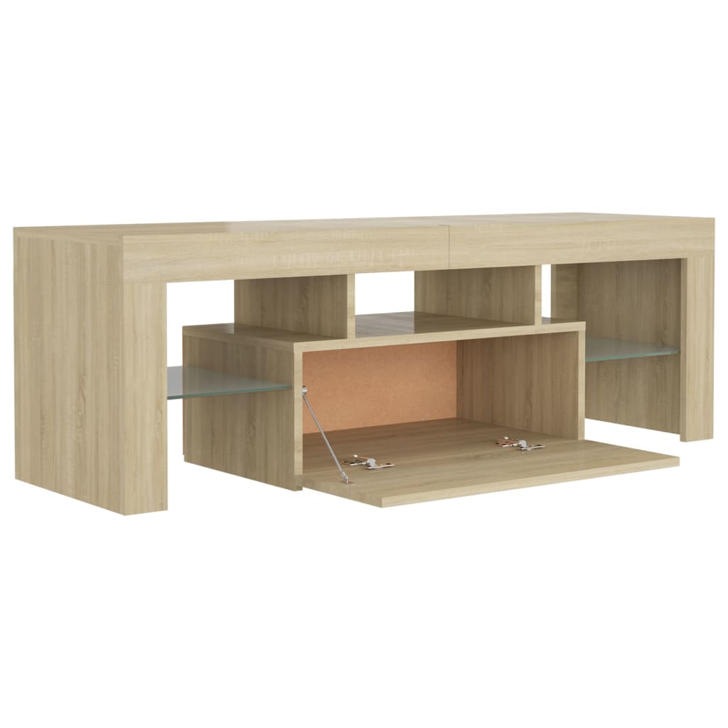 Tv-Benk Med Led-Lys Sonoma Eik 120X35X40 Cm