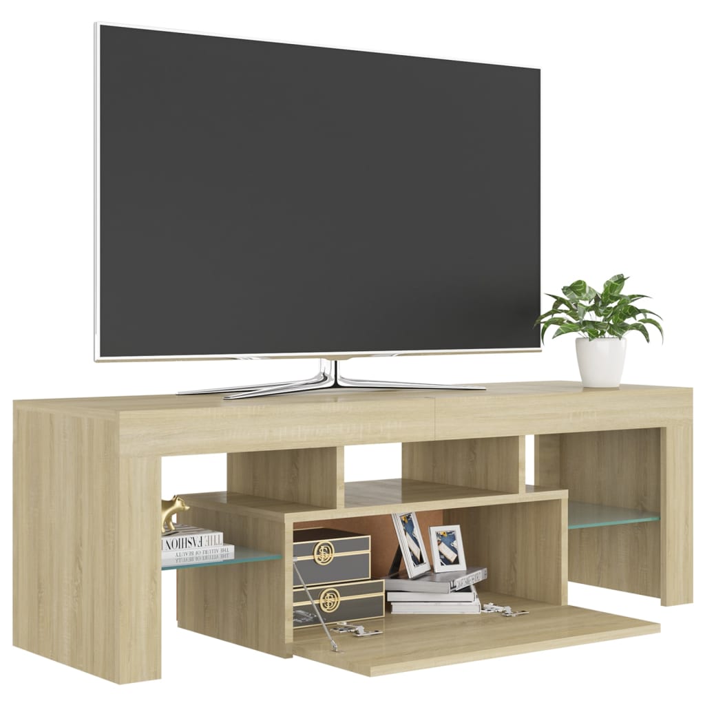Tv-Benk Med Led-Lys Sonoma Eik 120X35X40 Cm