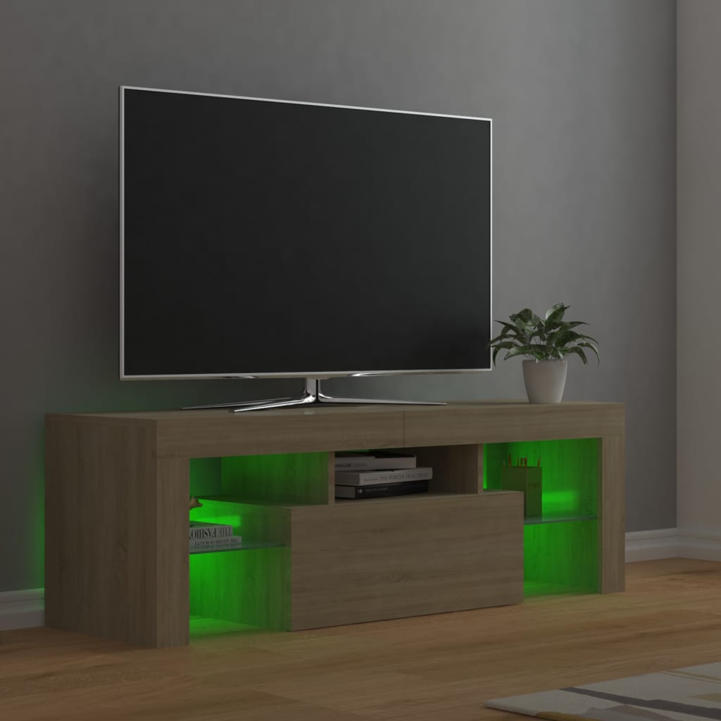 Tv-Benk Med Led-Lys Sonoma Eik 120X35X40 Cm