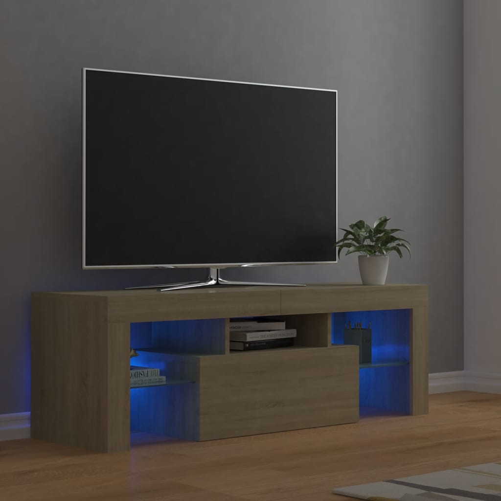 Tv-Benk Med Led-Lys Sonoma Eik 120X35X40 Cm