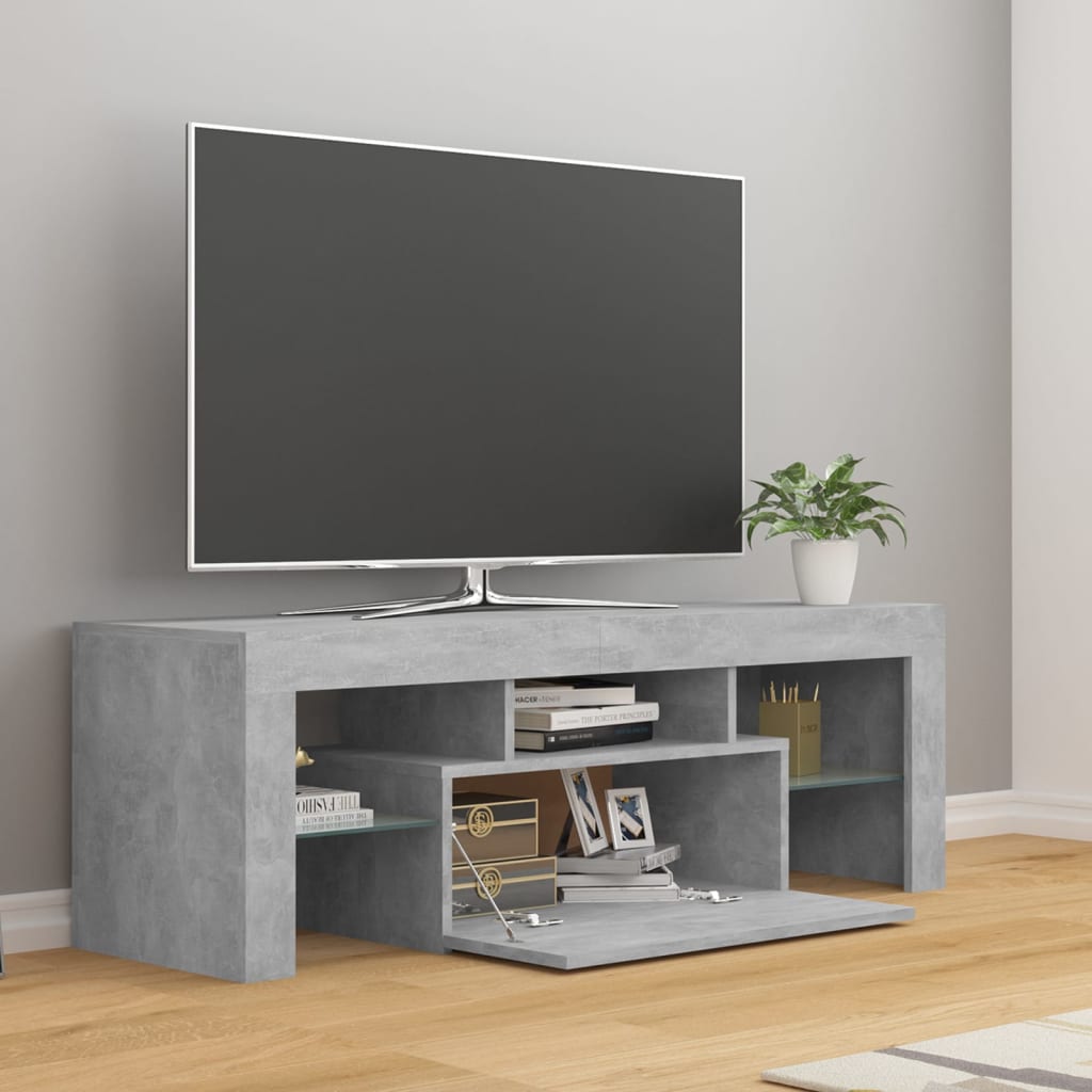 Tv-Benk Med Led-Lys Betonggrå 120X35X40 Cm