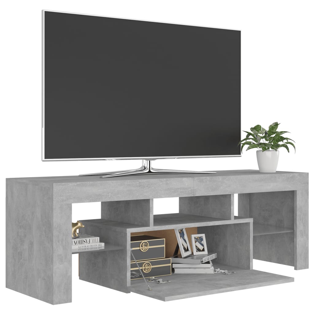 Tv-Benk Med Led-Lys Betonggrå 120X35X40 Cm