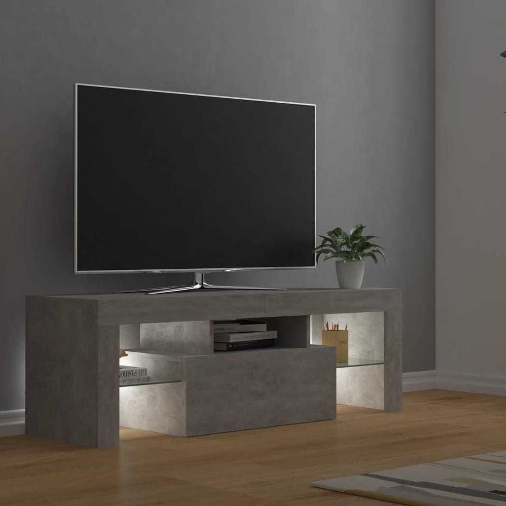 Tv-Benk Med Led-Lys Betonggrå 120X35X40 Cm