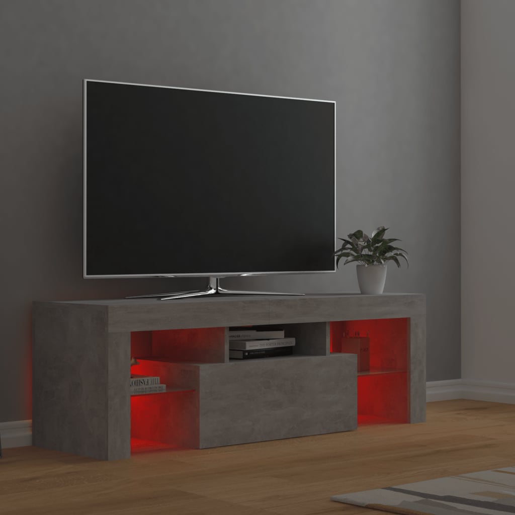 Tv-Benk Med Led-Lys Betonggrå 120X35X40 Cm
