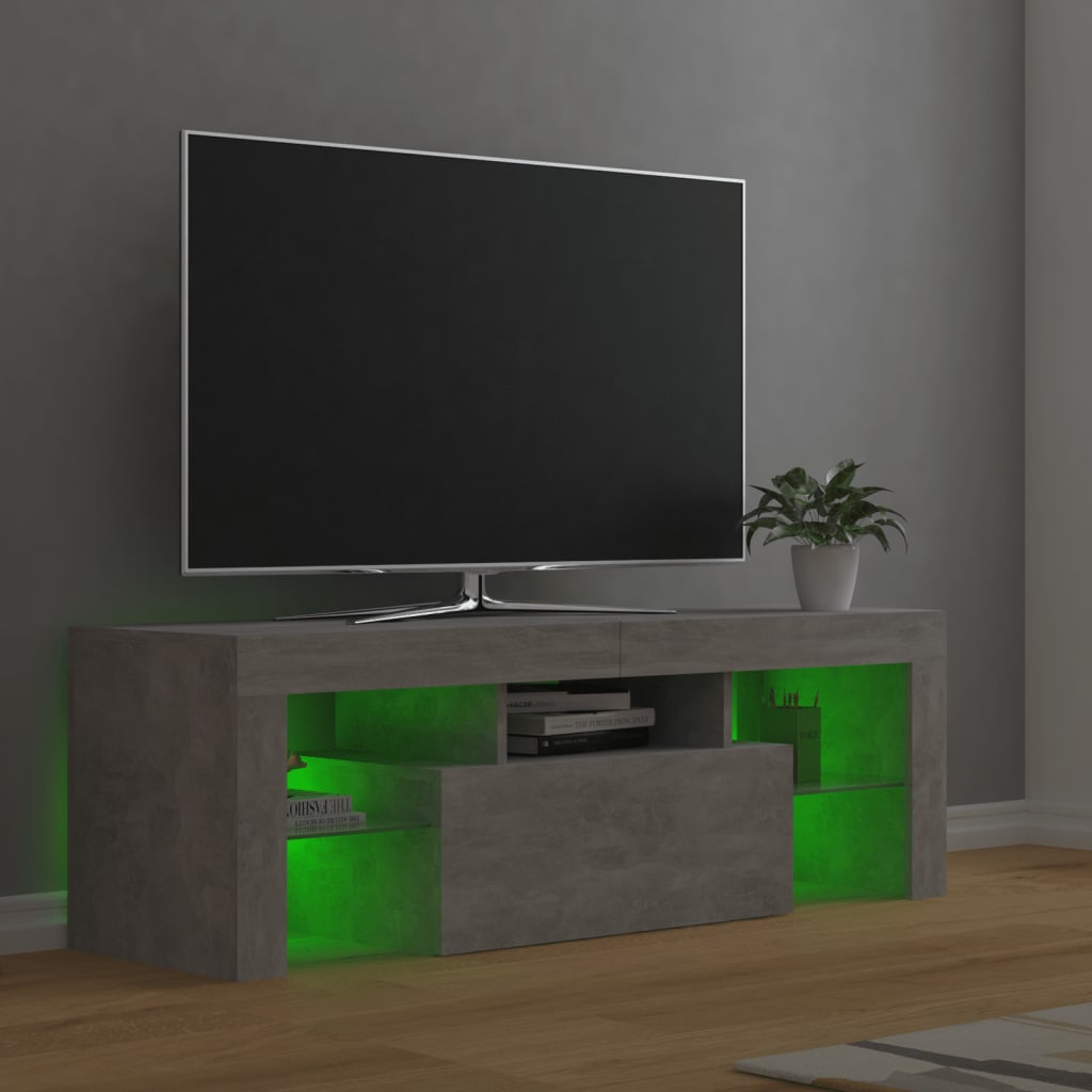 Tv-Benk Med Led-Lys Betonggrå 120X35X40 Cm