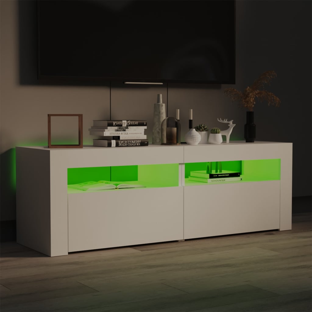Tv-Benk Med Led-Lys Hvit 120X35X40 Cm