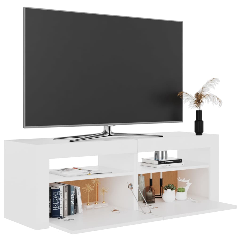 Tv-Benk Med Led-Lys Hvit 120X35X40 Cm