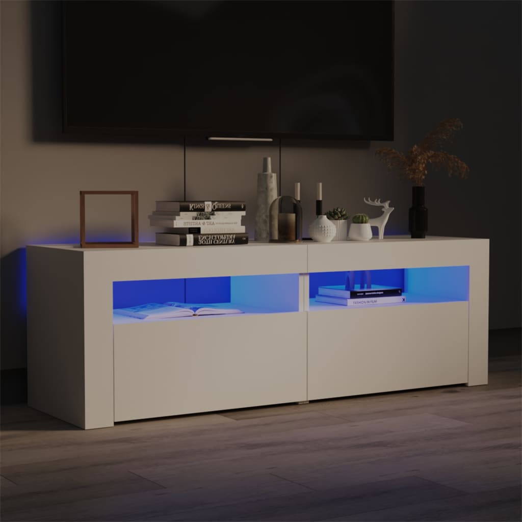 Tv-Benk Med Led-Lys Hvit 120X35X40 Cm