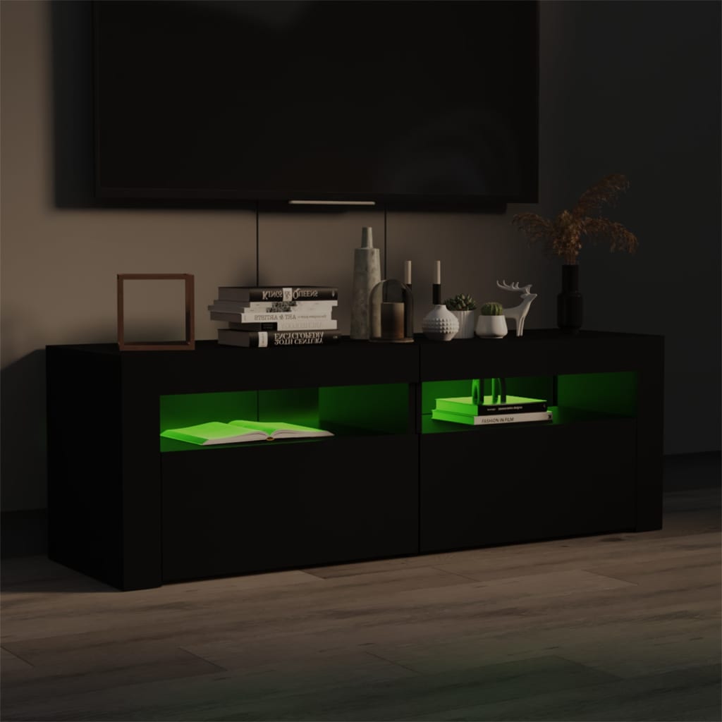 Tv-Benk Med Led-Lys Svart 120X35X40 Cm