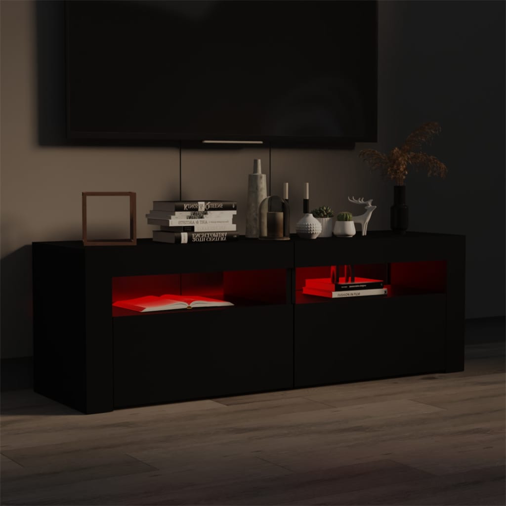 Tv-Benk Med Led-Lys Svart 120X35X40 Cm