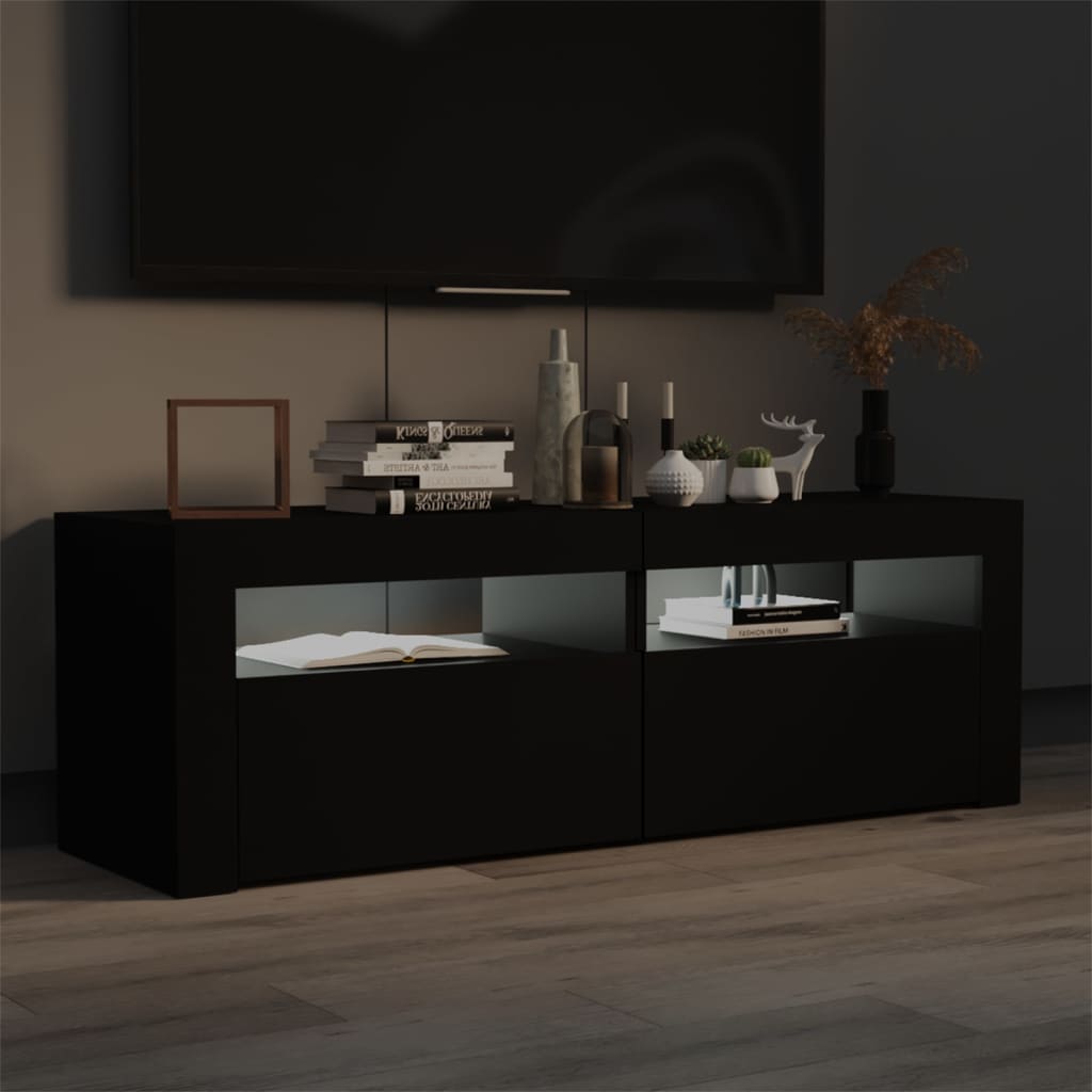 Tv-Benk Med Led-Lys Svart 120X35X40 Cm