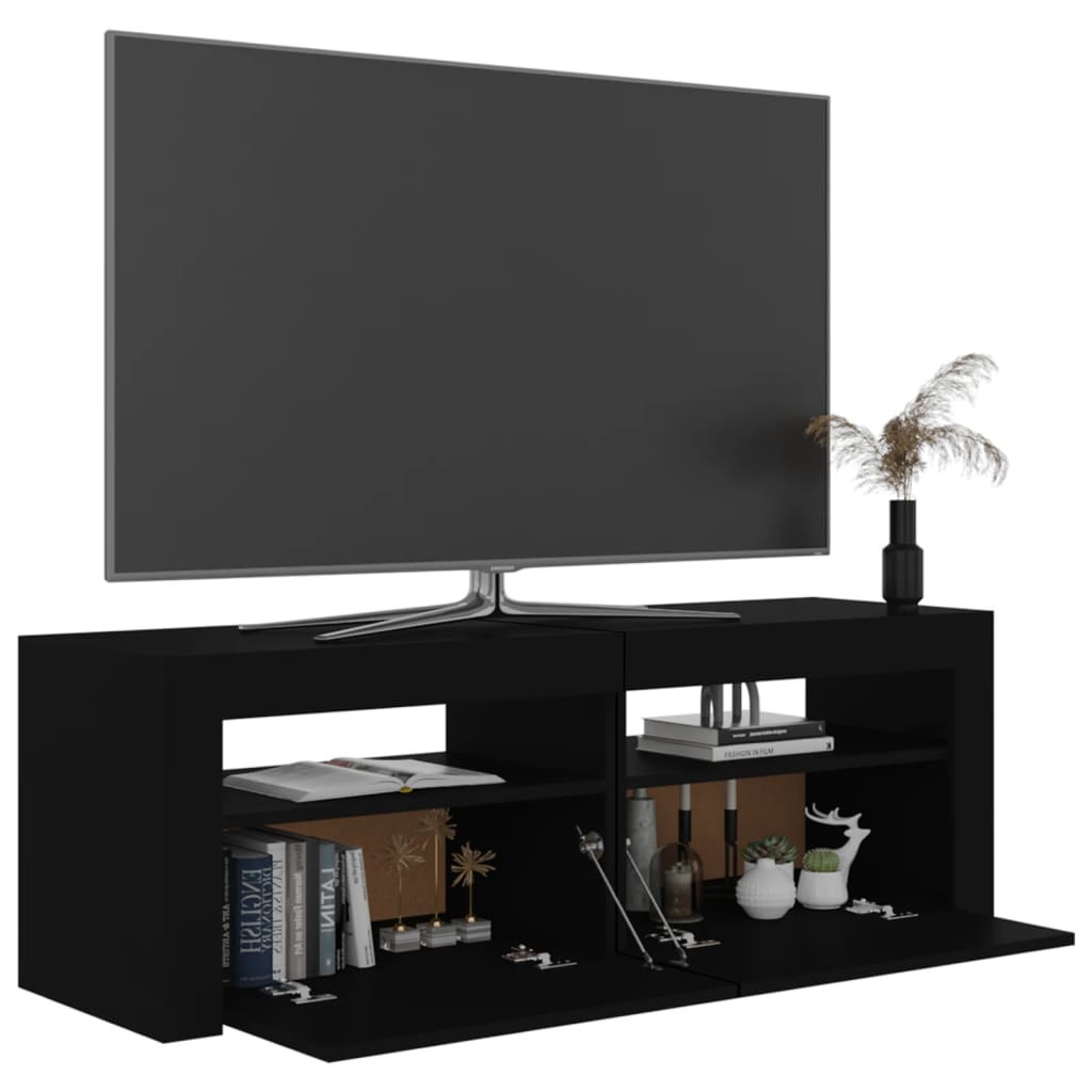 Tv-Benk Med Led-Lys Svart 120X35X40 Cm