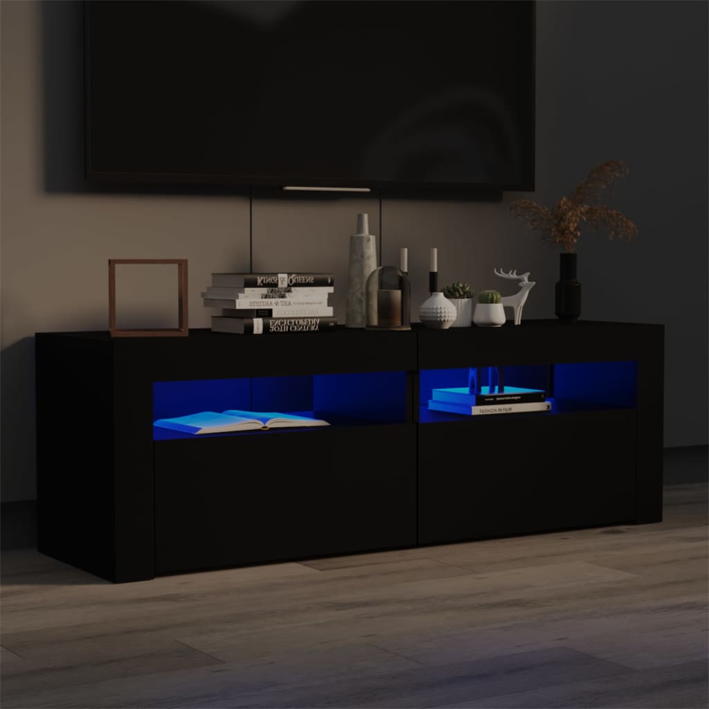 Tv-Benk Med Led-Lys Svart 120X35X40 Cm