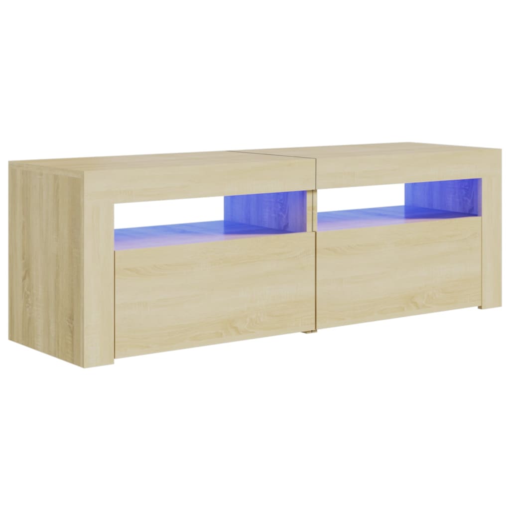 Tv-Benk Med Led-Lys Sonoma Eik 120X35X40 Cm