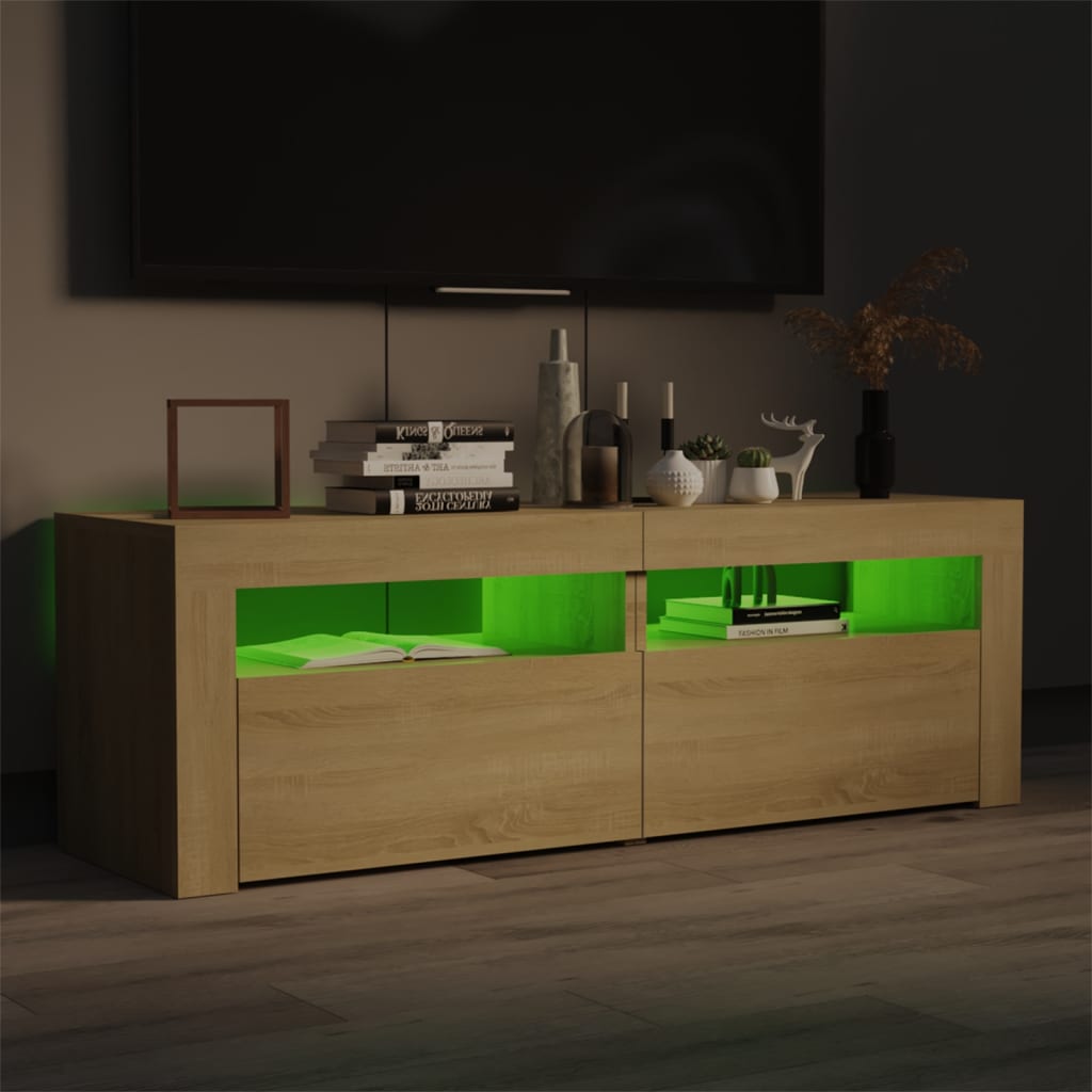 Tv-Benk Med Led-Lys Sonoma Eik 120X35X40 Cm