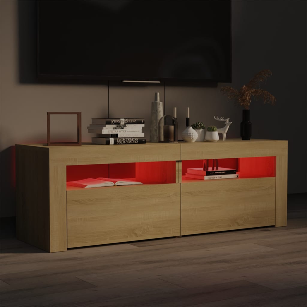 Tv-Benk Med Led-Lys Sonoma Eik 120X35X40 Cm