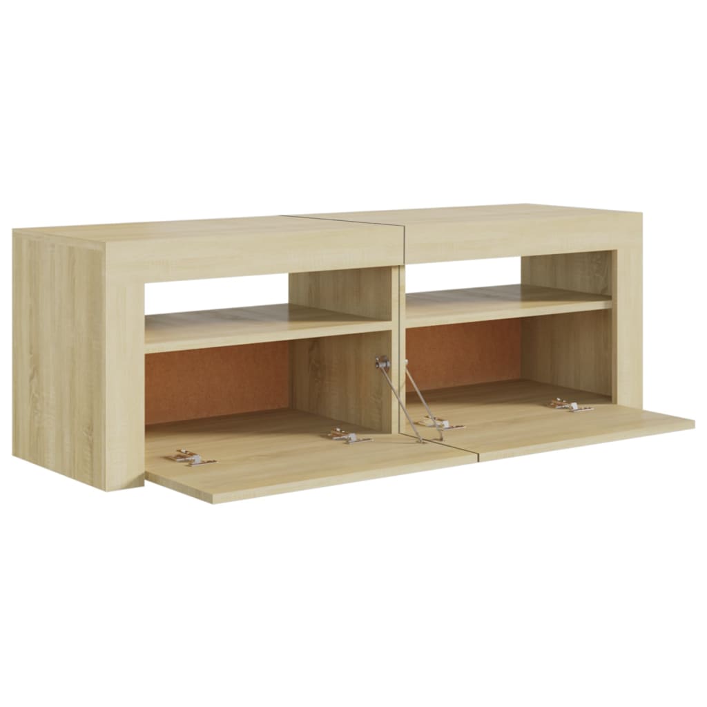 Tv-Benk Med Led-Lys Sonoma Eik 120X35X40 Cm