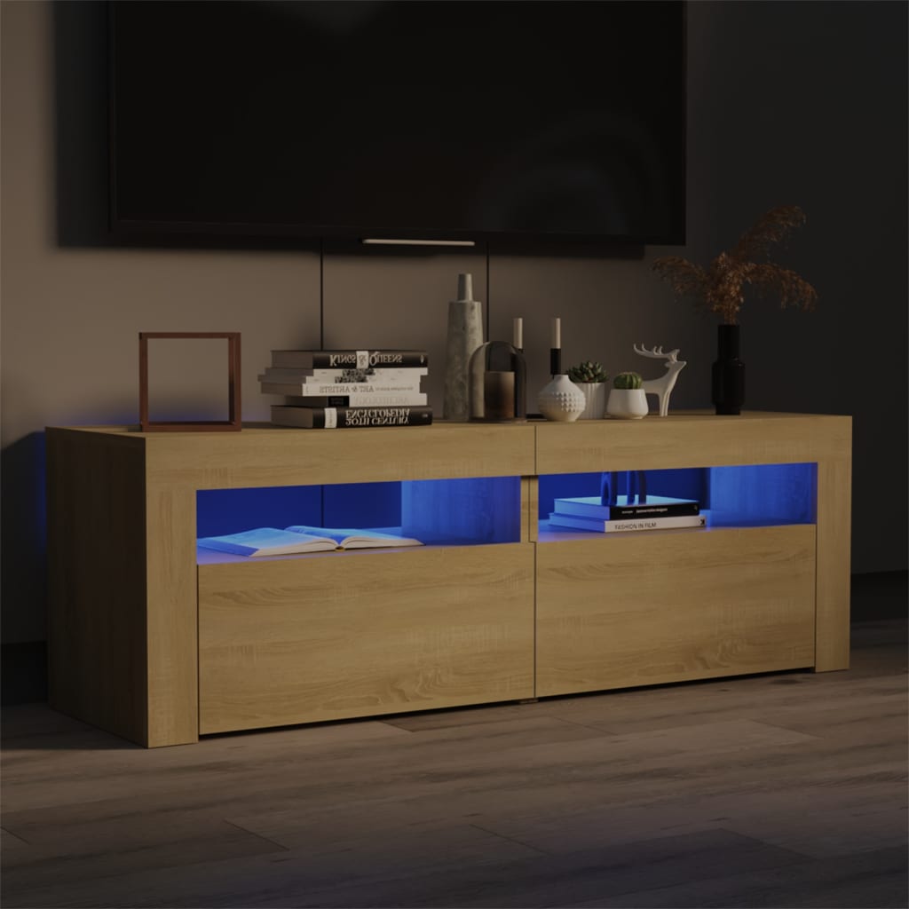 Tv-Benk Med Led-Lys Sonoma Eik 120X35X40 Cm