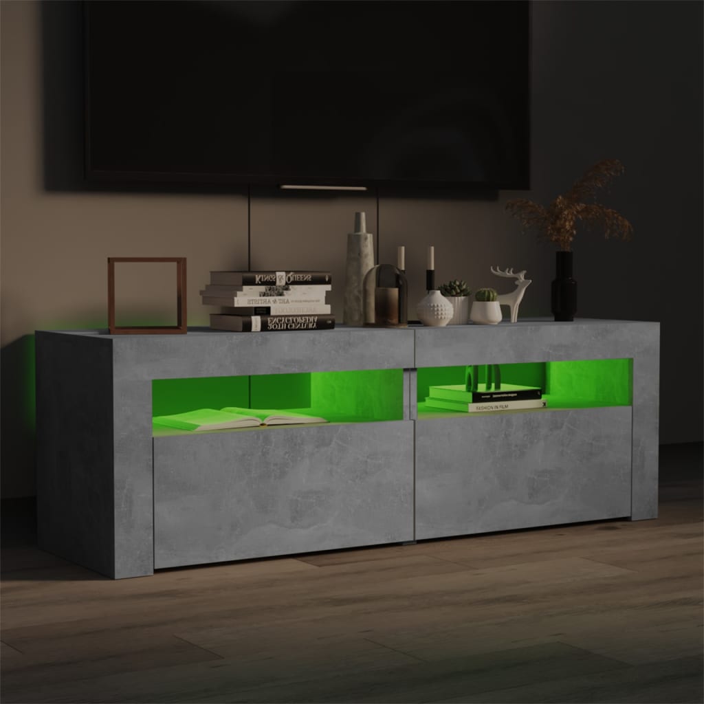 Tv-Benk Med Led-Lys Betonggrå 120X35X40 Cm