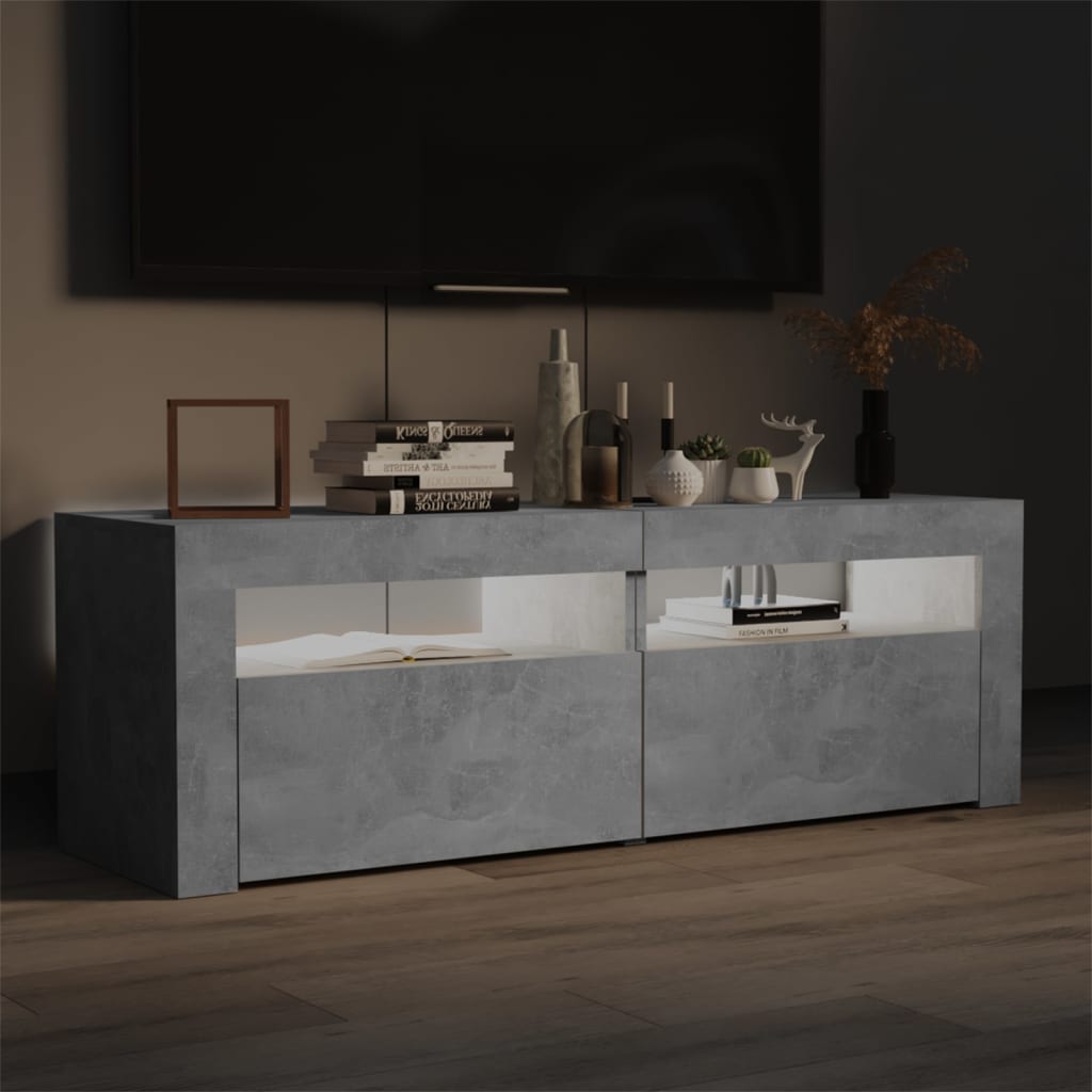 Tv-Benk Med Led-Lys Betonggrå 120X35X40 Cm