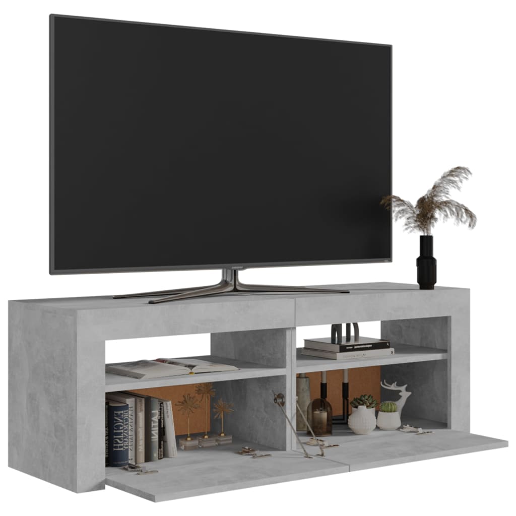 Tv-Benk Med Led-Lys Betonggrå 120X35X40 Cm