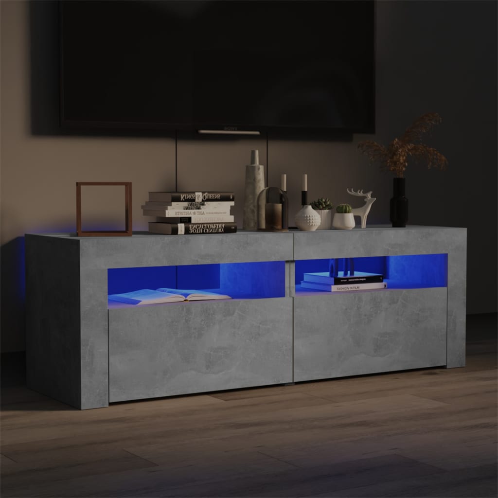 Tv-Benk Med Led-Lys Betonggrå 120X35X40 Cm