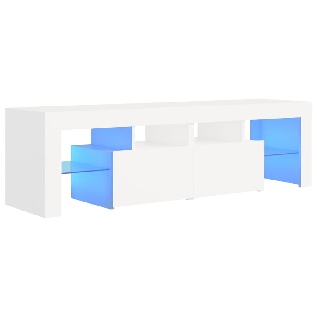 Tv-Benk Med Led-Lys Hvit 140X36,5X40 Cm