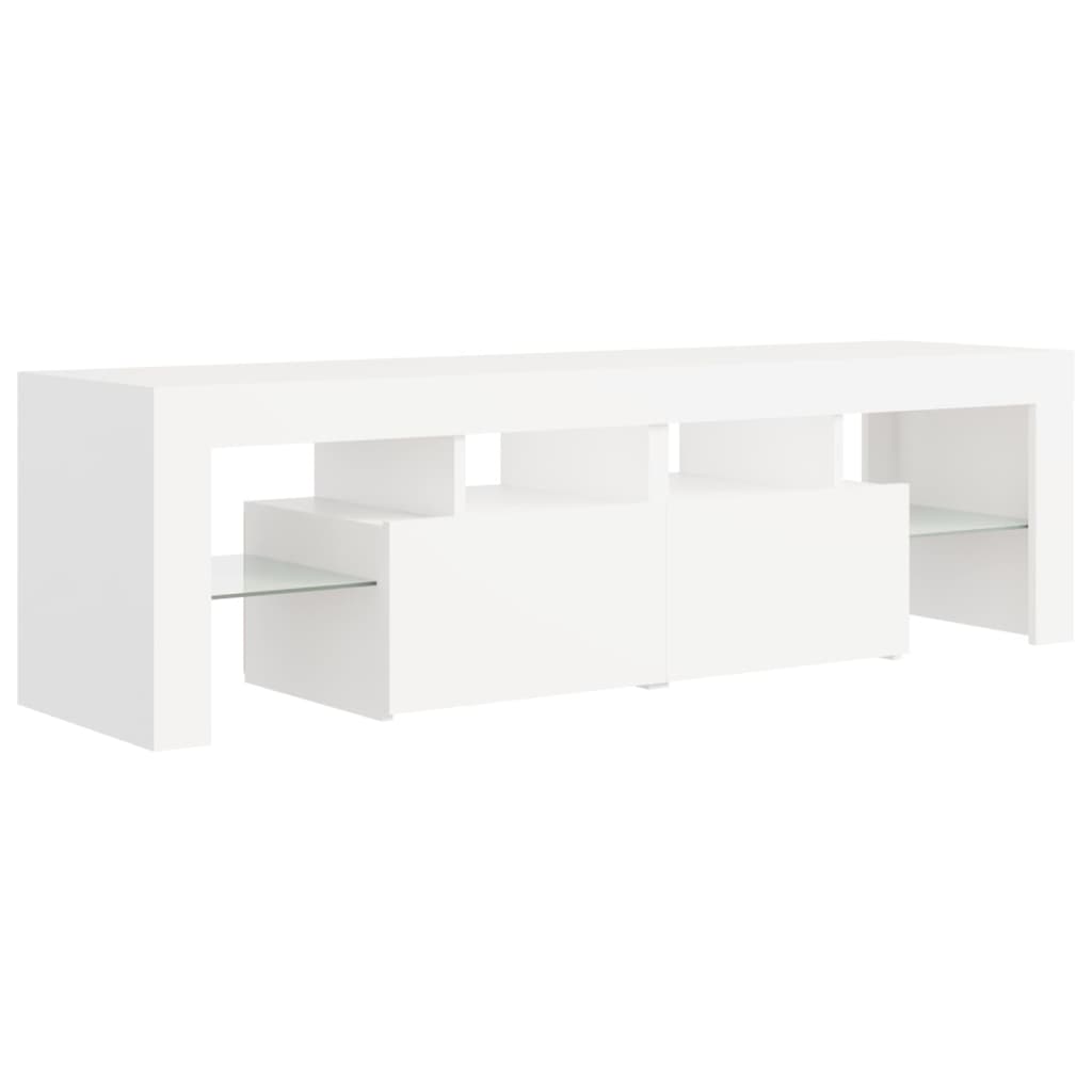 Tv-Benk Med Led-Lys Hvit 140X36,5X40 Cm