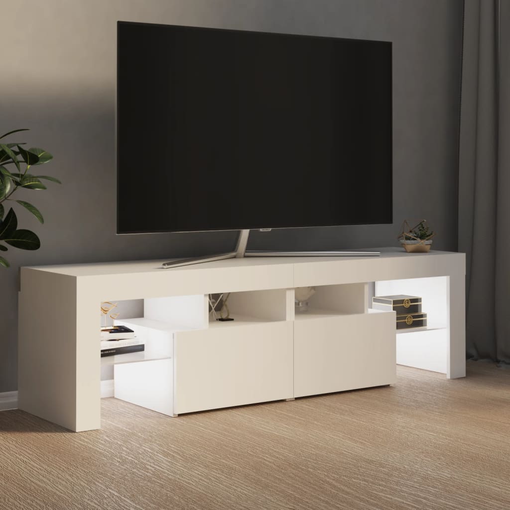 Tv-Benk Med Led-Lys Hvit 140X36,5X40 Cm