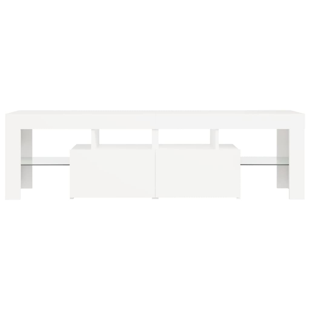 Tv-Benk Med Led-Lys Hvit 140X36,5X40 Cm