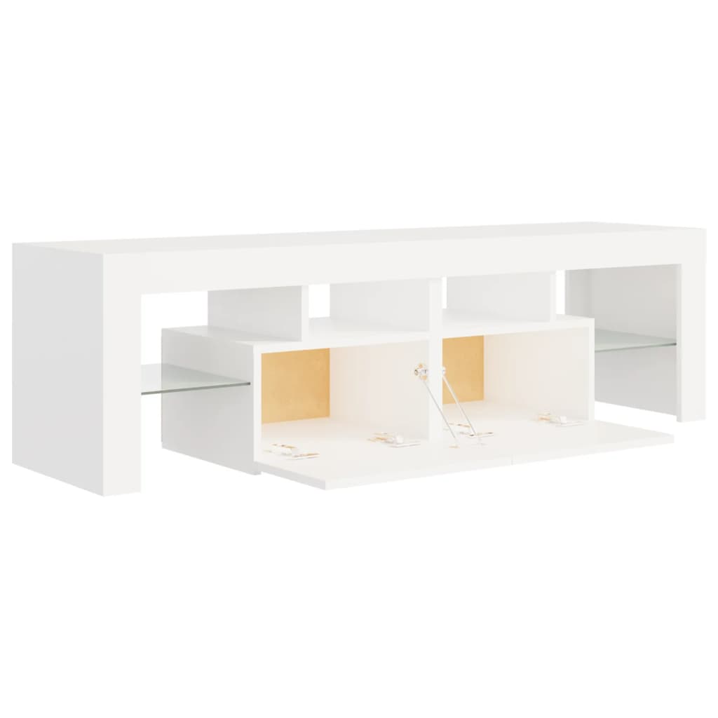 Tv-Benk Med Led-Lys Hvit 140X36,5X40 Cm