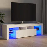 Tv-Benk Med Led-Lys Hvit 140X36,5X40 Cm
