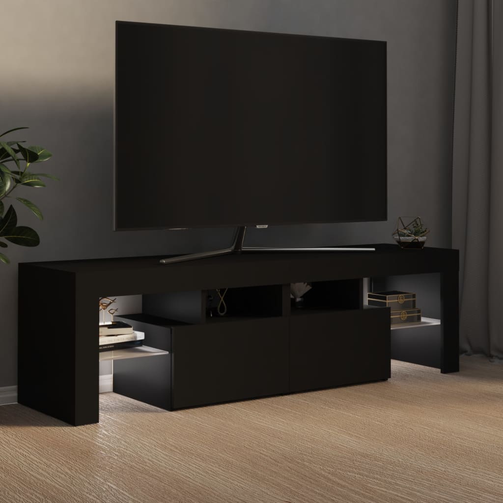 Tv-Benk Med Led-Lys Svart 140X36,5X40 Cm