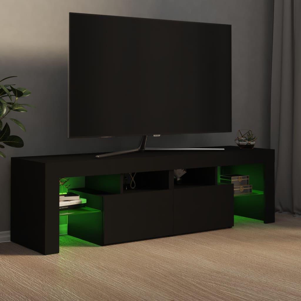 Tv-Benk Med Led-Lys Svart 140X36,5X40 Cm