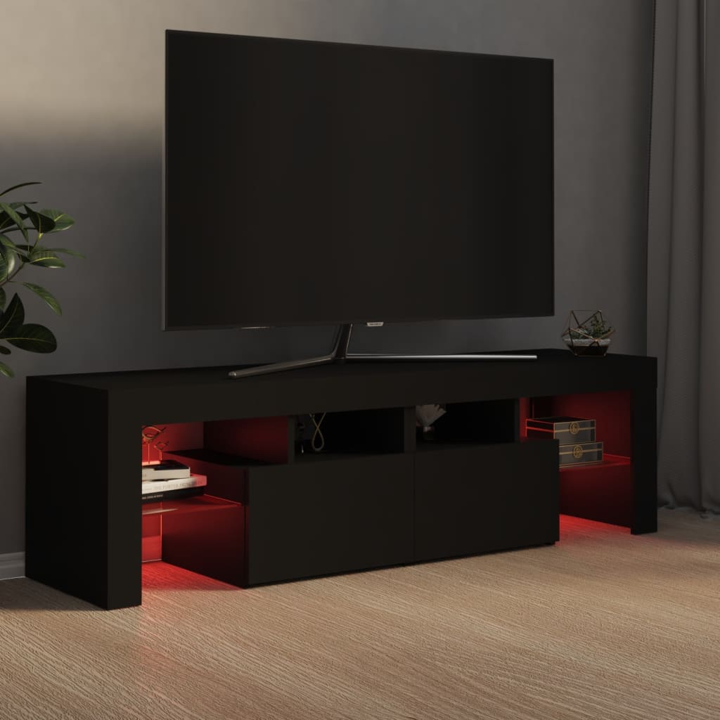 Tv-Benk Med Led-Lys Svart 140X36,5X40 Cm