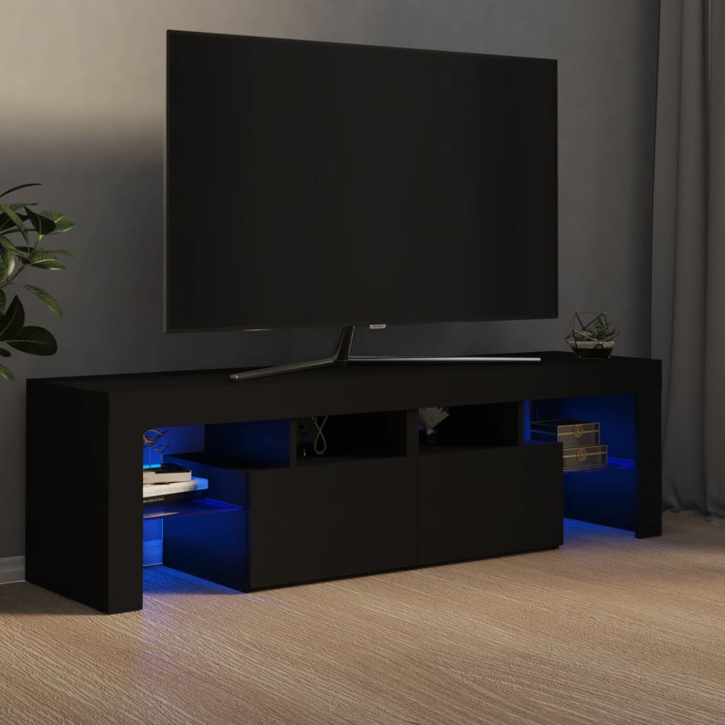 Tv-Benk Med Led-Lys Svart 140X36,5X40 Cm