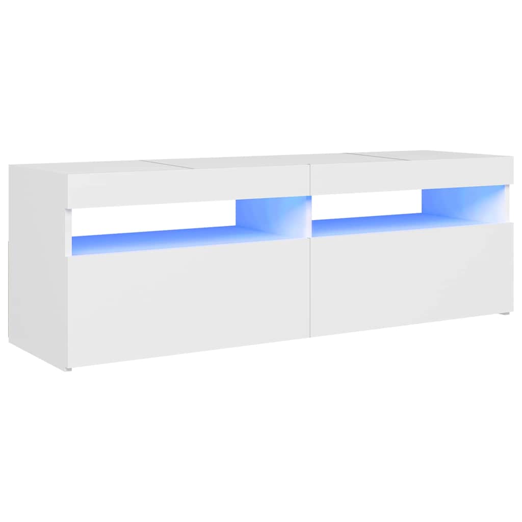 Tv-Benk Med Led-Lys Hvit 120X35X40 Cm