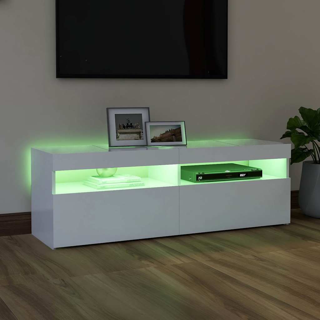 Tv-Benk Med Led-Lys Hvit 120X35X40 Cm