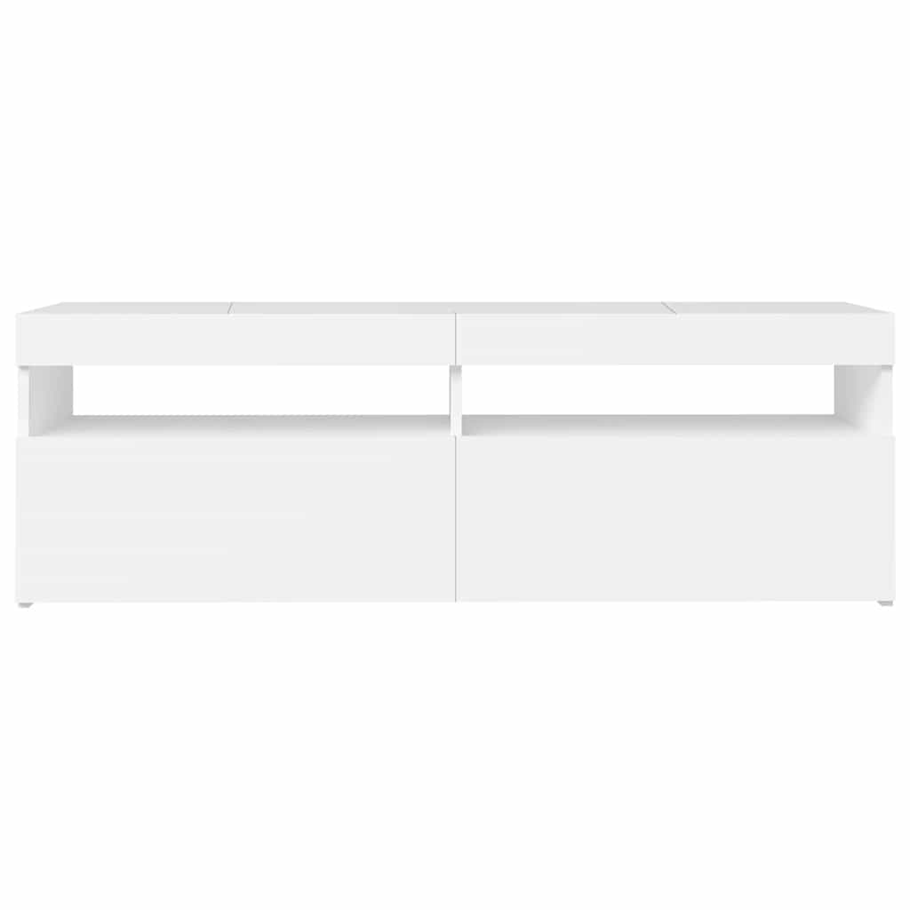 Tv-Benk Med Led-Lys Hvit 120X35X40 Cm