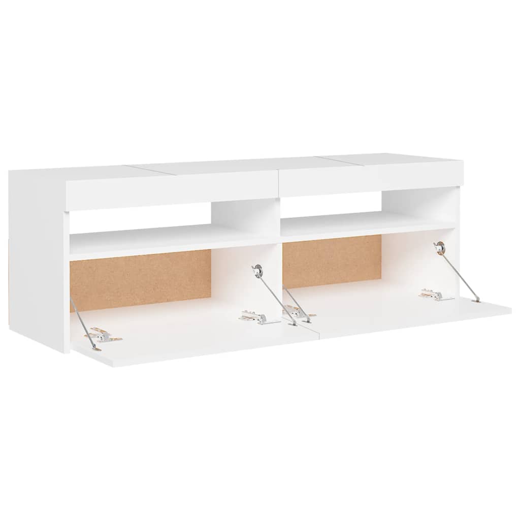Tv-Benk Med Led-Lys Hvit 120X35X40 Cm