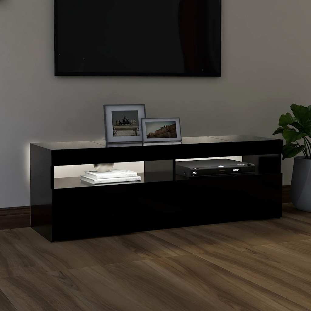 Tv-Benk Med Led-Lys Svart 120X35X40 Cm