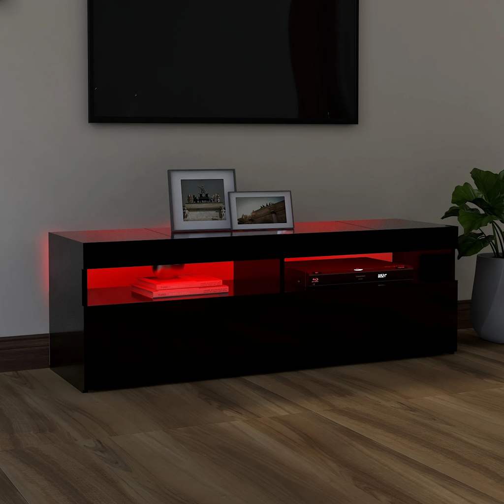 Tv-Benk Med Led-Lys Svart 120X35X40 Cm