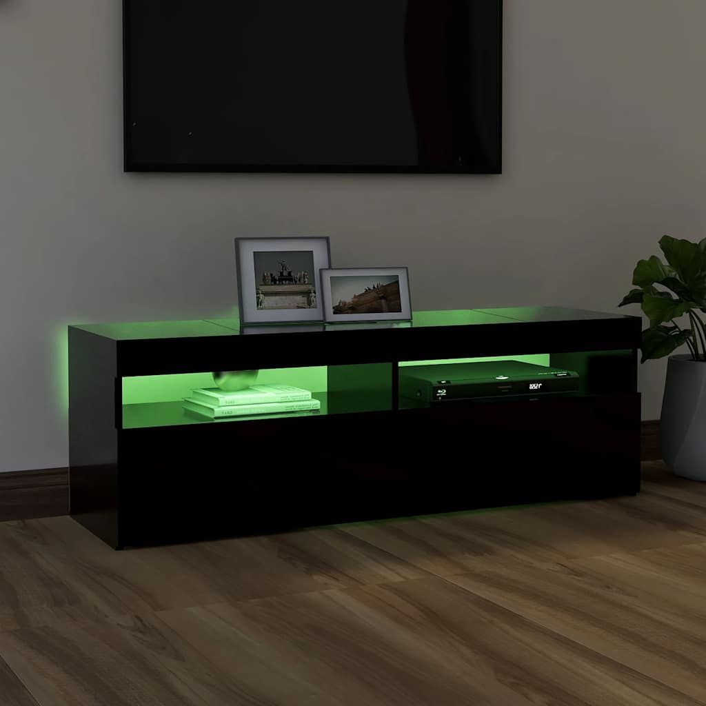 Tv-Benk Med Led-Lys Svart 120X35X40 Cm