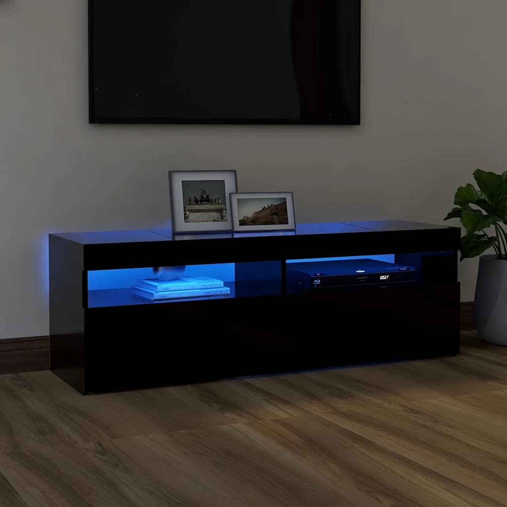 Tv-Benk Med Led-Lys Svart 120X35X40 Cm